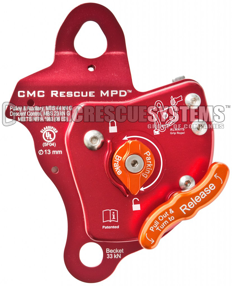Rescue MPD, Pulley Belay Descender - NFPA, 13 mm, Red, CMC - CMC - Dynamic Rescue