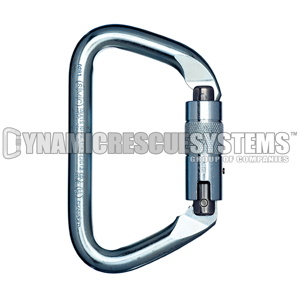 Large Steel Safety Locking D Carabiner - SMC - SMC - Dynamic Rescue